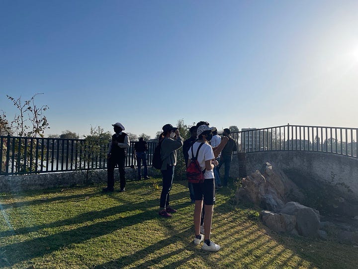 People sketching and bird watching at Udaan Park, Udaipur, Rajasthan.