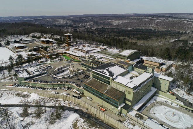 This Friday, March 8, 2019, photo shows the Falun Gong Dragon Springs compound in Otisville. Expansion plans for the compound in the hills of upstate New York have heightened tensions with neighbors who worry that the religious group could harm the area's environment and rural character by bringing in more buildings, more residents and more visitors. This Friday, March 8, 2019, photo shows the Falun Gong Dragon Springs compound in Otisville. Expansion plans for the compound in the hills of upstate New York have heightened tensions with neighbors who worry that the religious group could harm the area's environment and rural character by bringing in more buildings, more residents and more visitors.