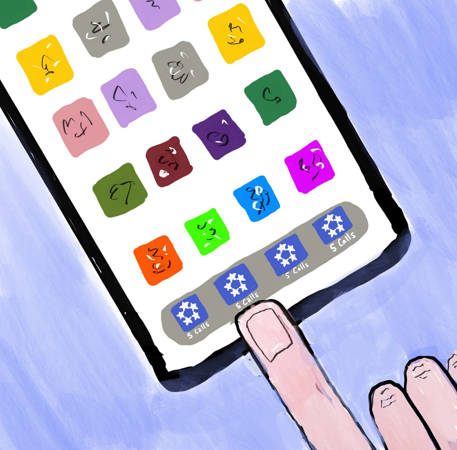 iphone home screen with 5 Calls app