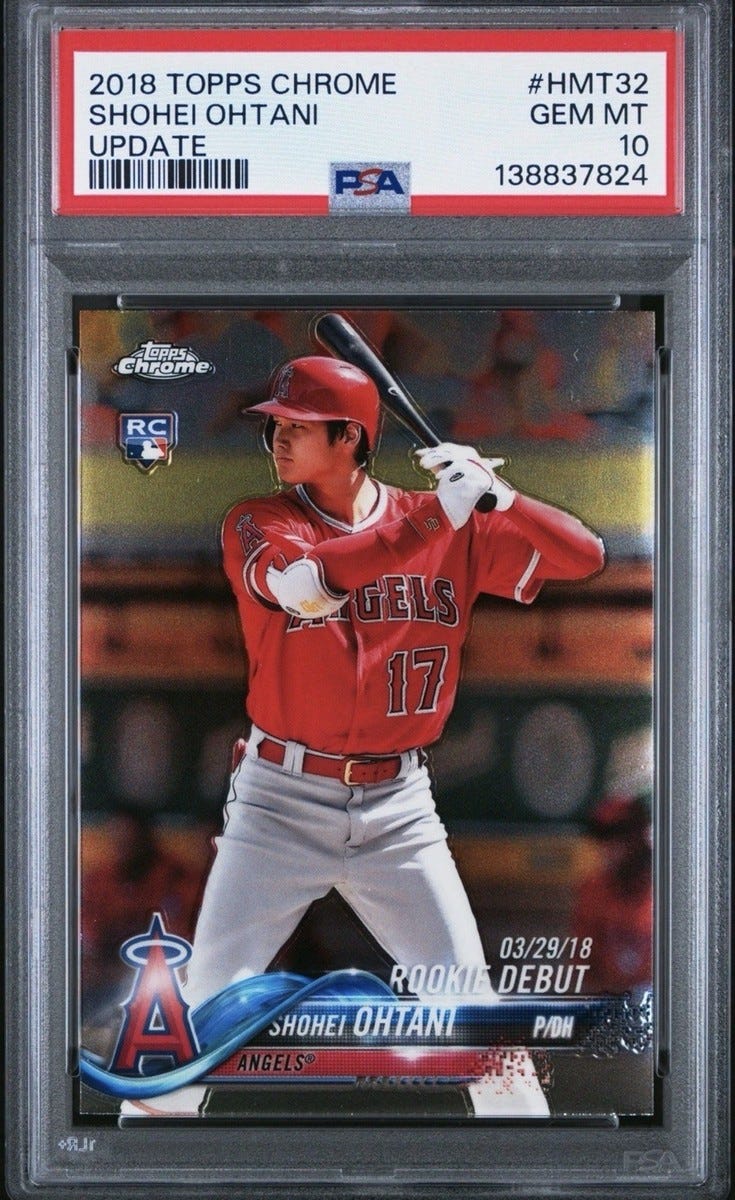 2018 TOPPS CHROME UPDATE SHOHEI OHTANI BATTING ROOKIE DEBUT PSA 10 #HMT32 2018 TOPPS CHROME UPDATE SHOHEI OHTANI BATTING ROOKIE DEBUT PSA 10 #HMT32