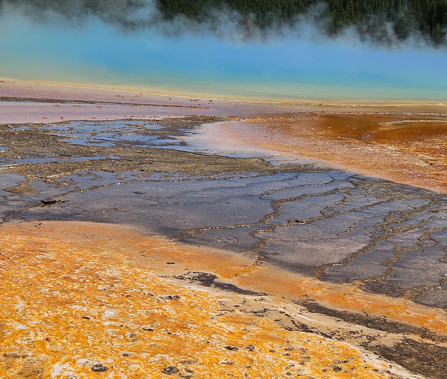 The Grand Prismatic Spring at Yellowstone National Park in Wyoming