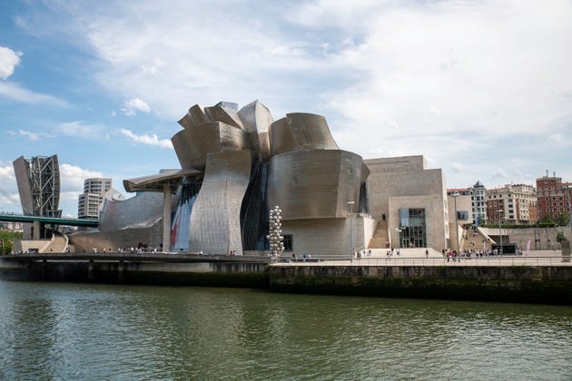 Bilbao City, Frank Gehry architect, people at Guggenheim Museum, spain,