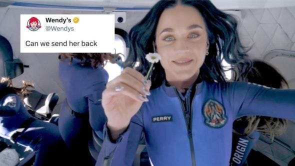 Wendy's Roasted Katy Perry for Space Flight — Then Chickened Out