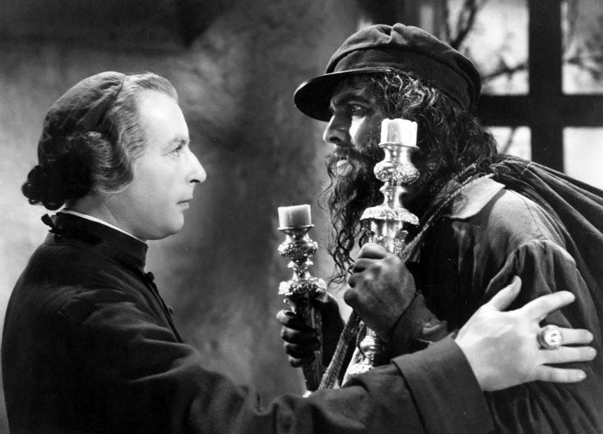 Cedric Hardwicke and Fredric March in the 1935 film Les Misérables