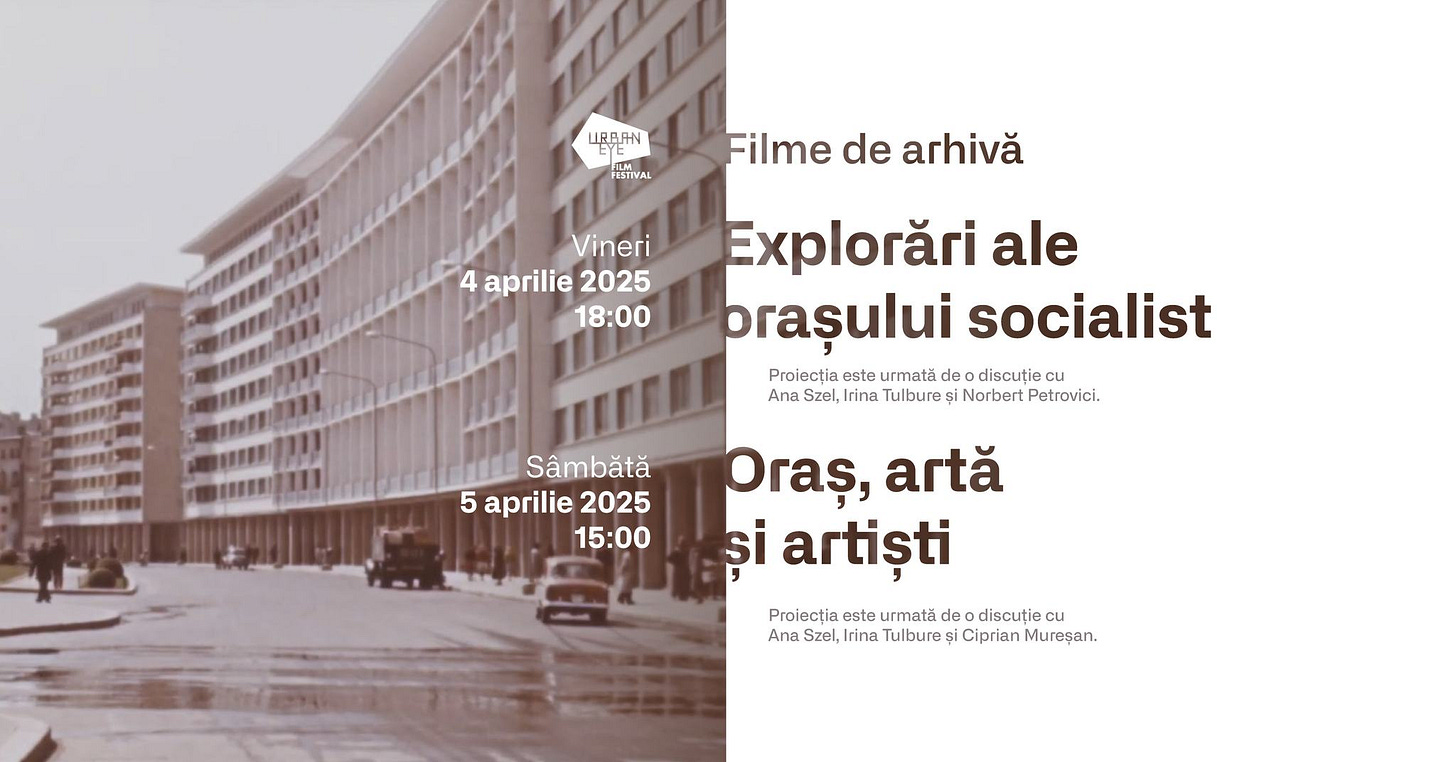 May be an image of 1 person and text that says "UAB FESTINAL Filme de arhivă Vineri 4 aprilie 2025 18:00 Explorări ale praşului socialist Proiectia este urmată de discuție cu Ana Szel, Szel,Irina rina Tulbure Norbert Petrovici. Sâmbătă 5aprilie2025 5 aprilie 2025 15:00 Oraș, artă și artiști Proiecția este urmatä de discuție cu Ana Szel,Irina Szel, Irina Tulbure Ciprian Mureşan."