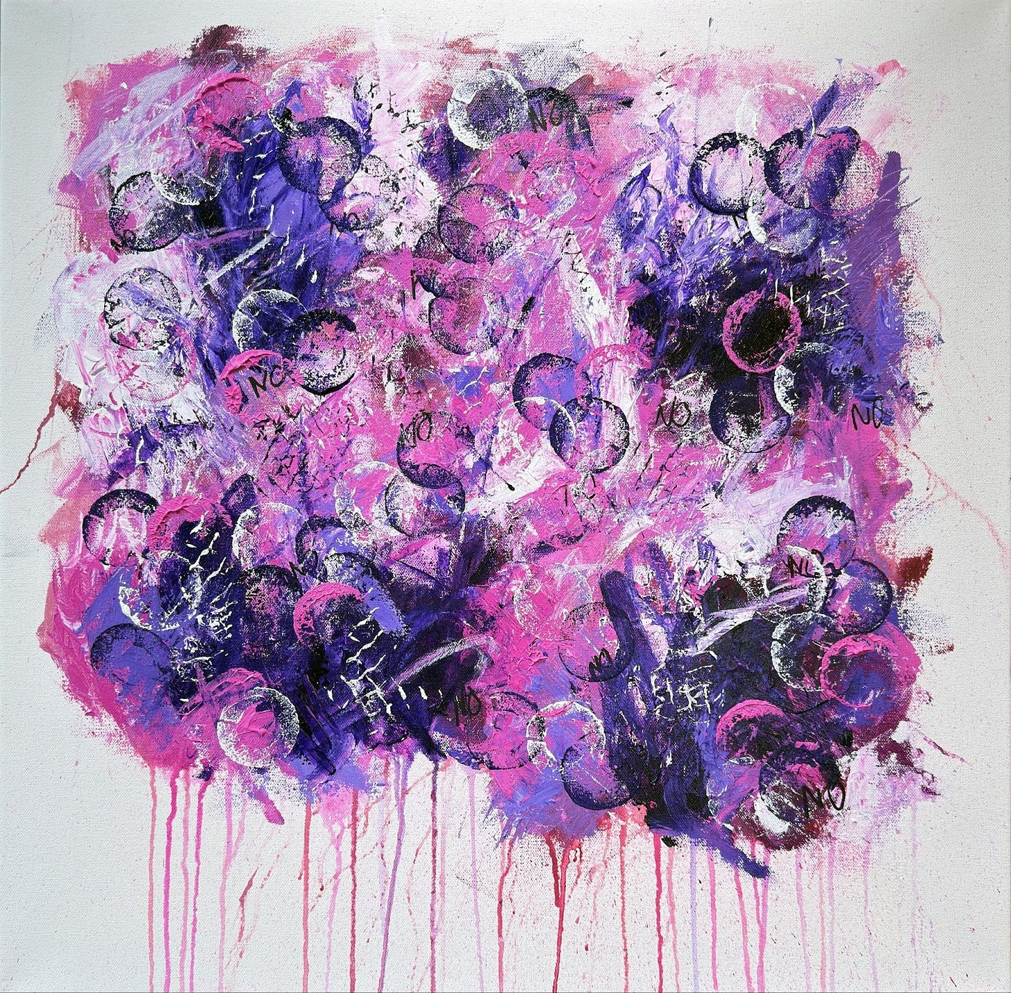 Painting titled, No, No, and More No