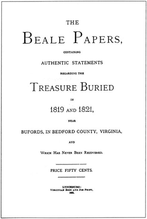 Cover of the Beale Papers, published in 1885. (Public Domain) Cover of the Beale Papers, published in 1885. (Public Domain)