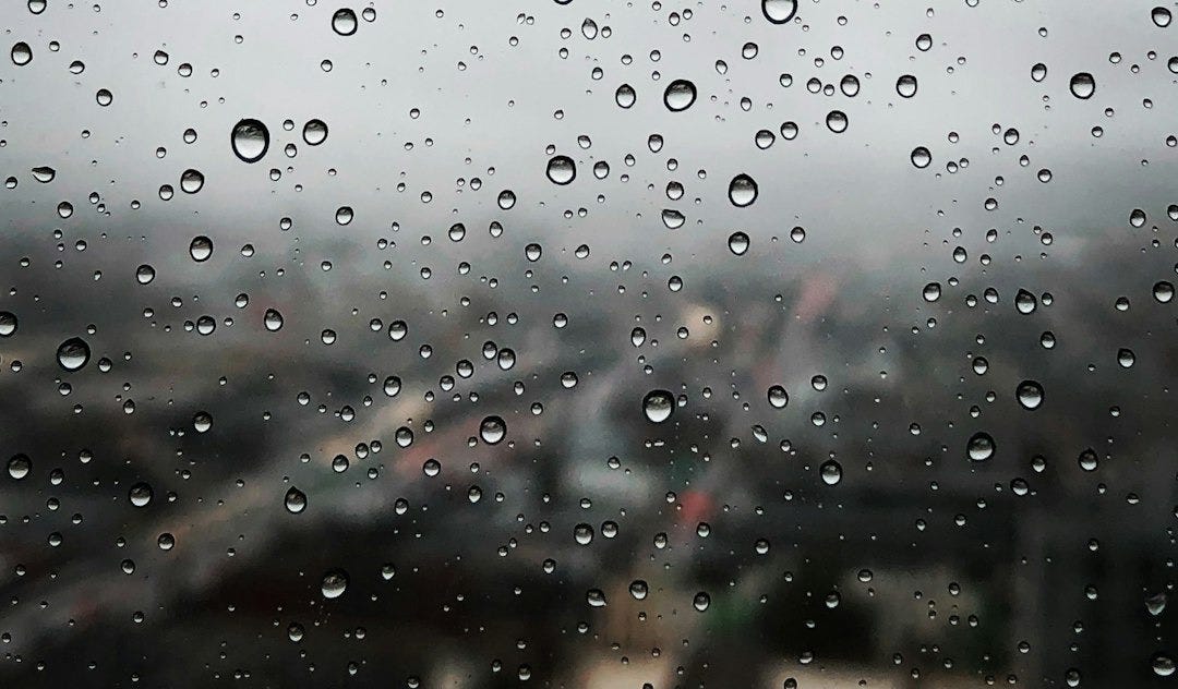 raindrops on clear window