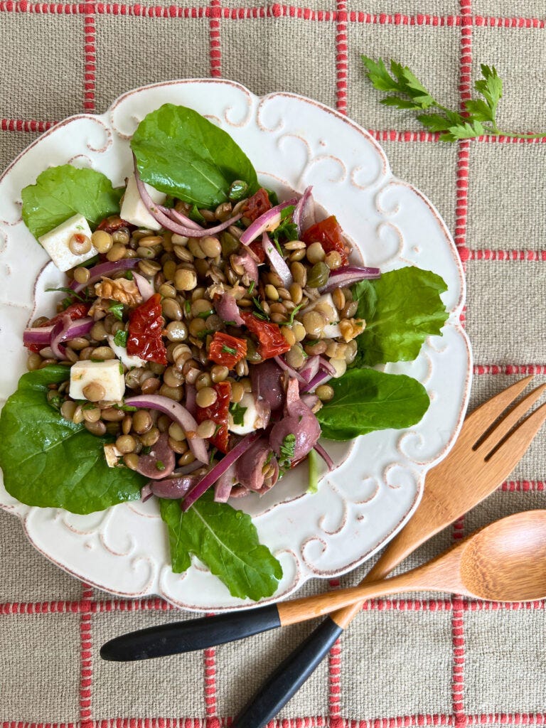 Salada de lentilha grega