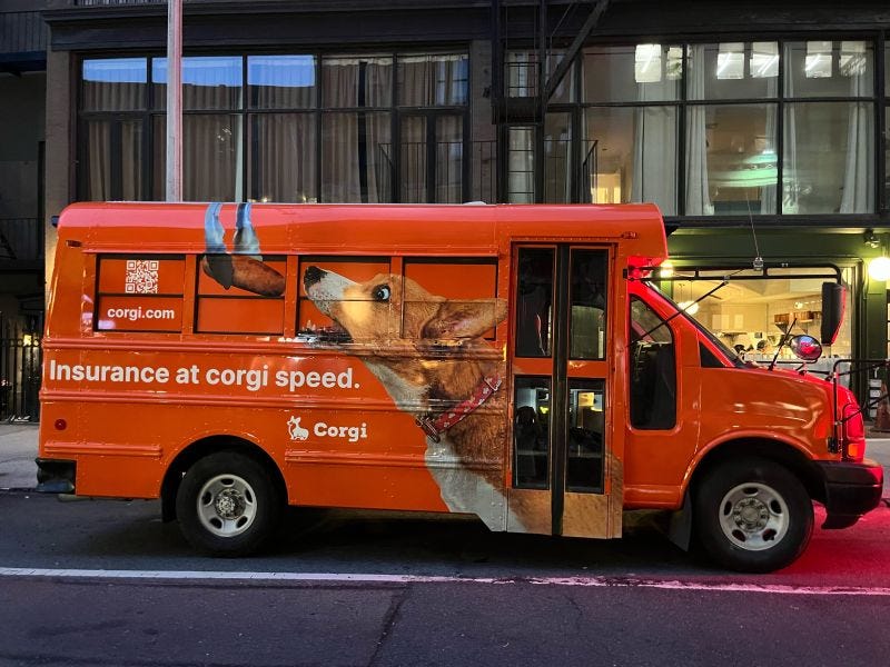 The Corgi bus is officially launching in NYC After a successful launch in  SF, corgi bus is now coming to NYC. Big shoutout to the two best bus  drivers Eddie & SpencerSpencer