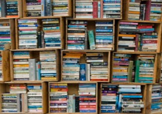 books in a book distribution warehouse