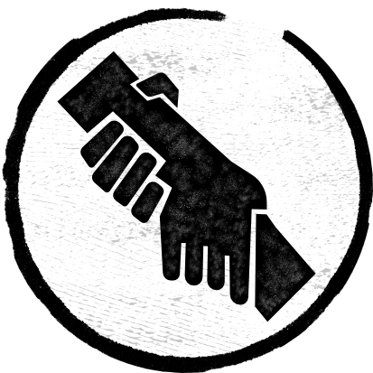 Black fist gripping a red-orange flag icon