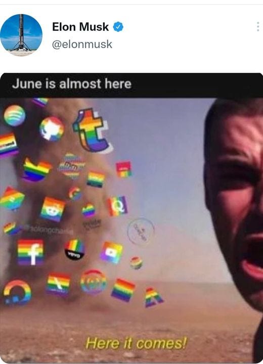 May be an image of 1 person and text that says 'Elon Musk @elonmusk June Ju is almost here Here it comes!'