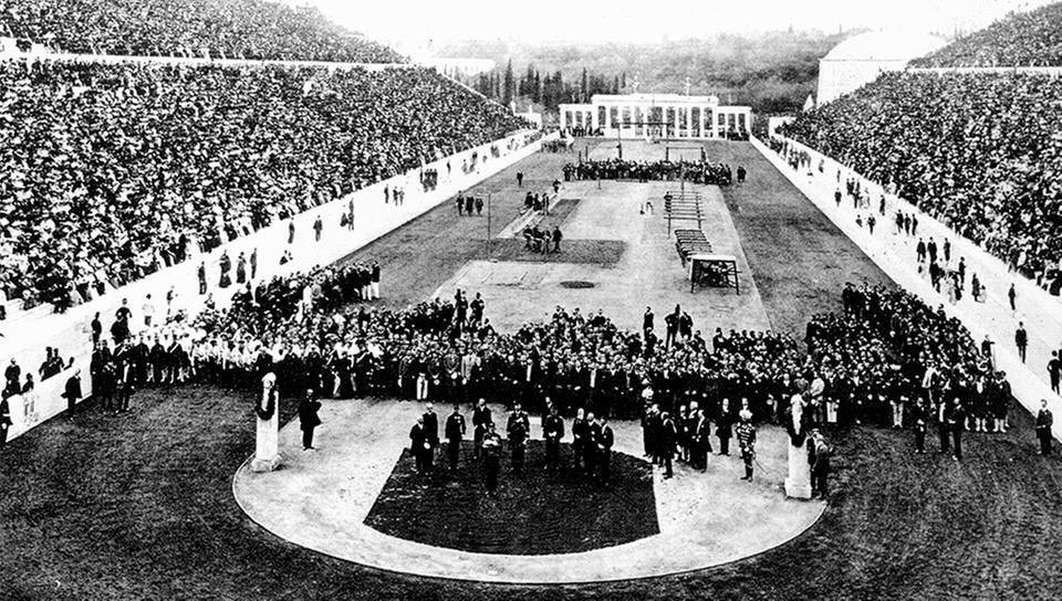 Opening ceremony in the Panathinaiko Stadium, 6 April 1896 Opening ceremony in the Panathinaiko Stadium, 6 April 1896