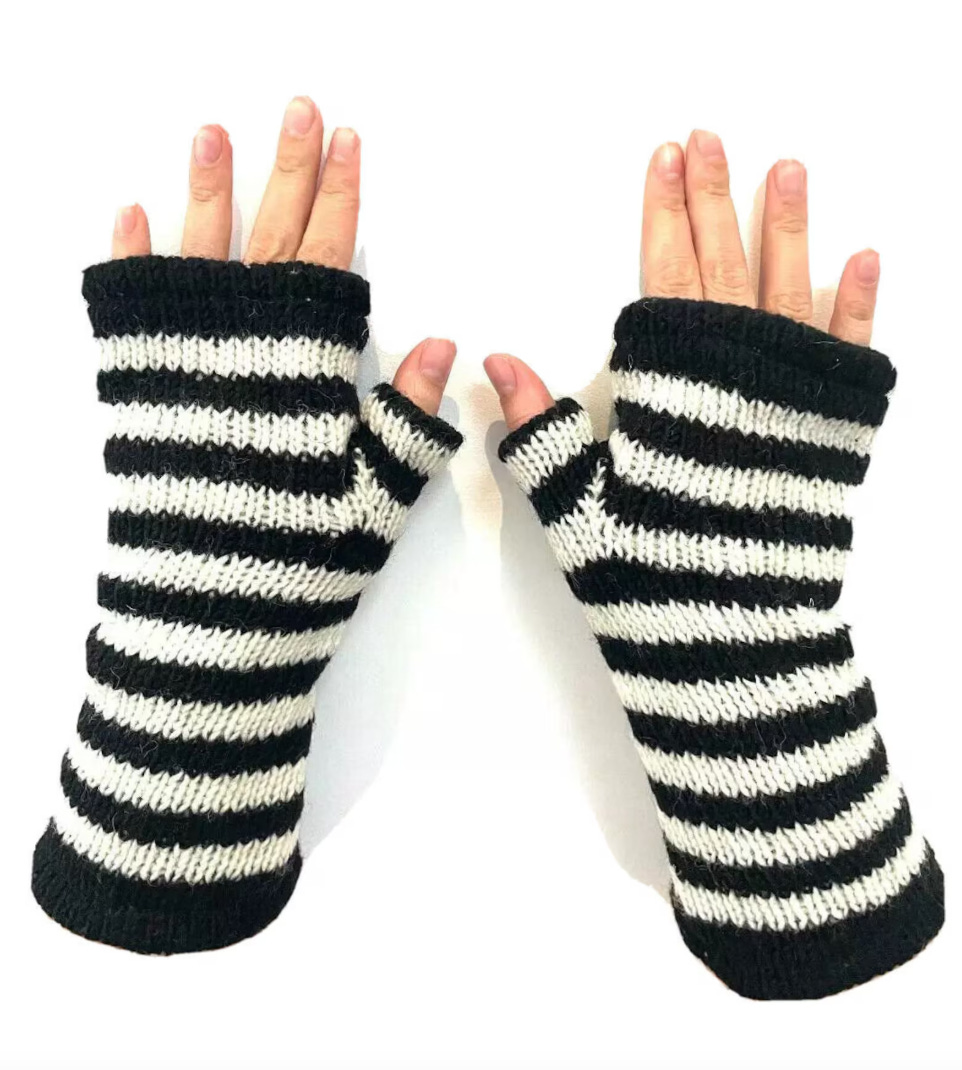 black and white striped hand warmers black and white striped hand warmers