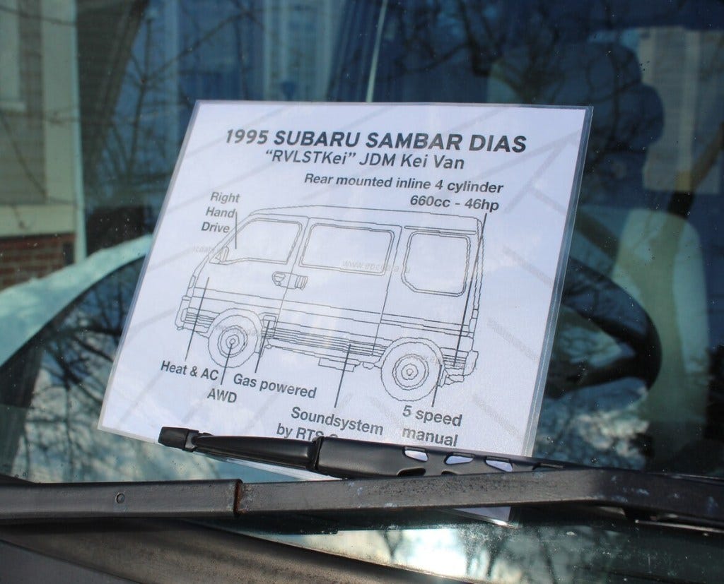 Subaru Sambar spec sheet Subaru Sambar spec sheet