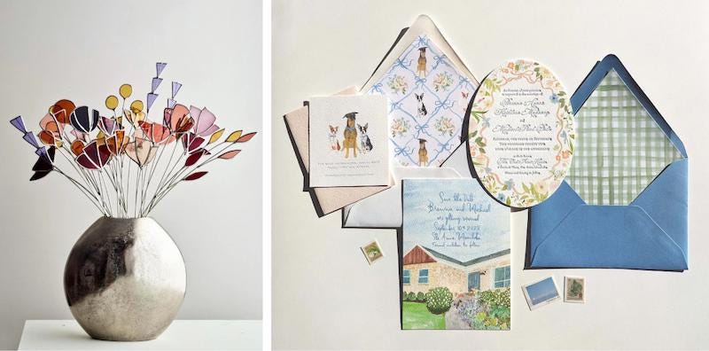 Stained glass florals and a watercolor invitation set Stained glass florals and a watercolor invitation set