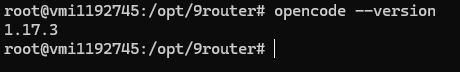 OpenCode version check on the VPS. OpenCode version check on the VPS.