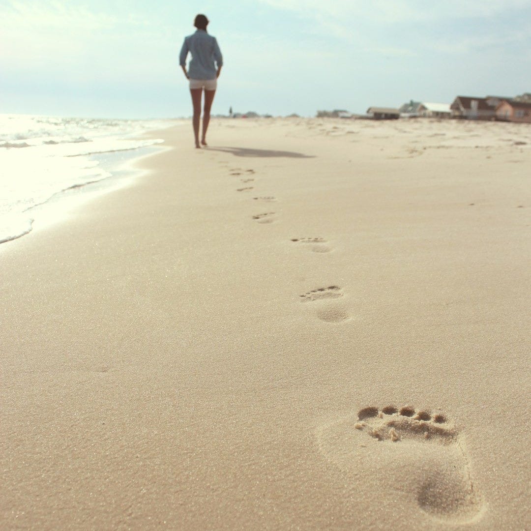 woman wearing blue dress shirt and white short shorts walking on seashore