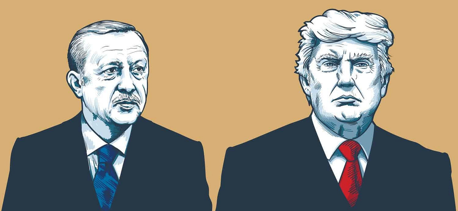 Illustration of Turkish president Recep Tayyip Erdoğan and American president Donald Trump Illustration of Turkish president Recep Tayyip Erdoğan and American president Donald Trump