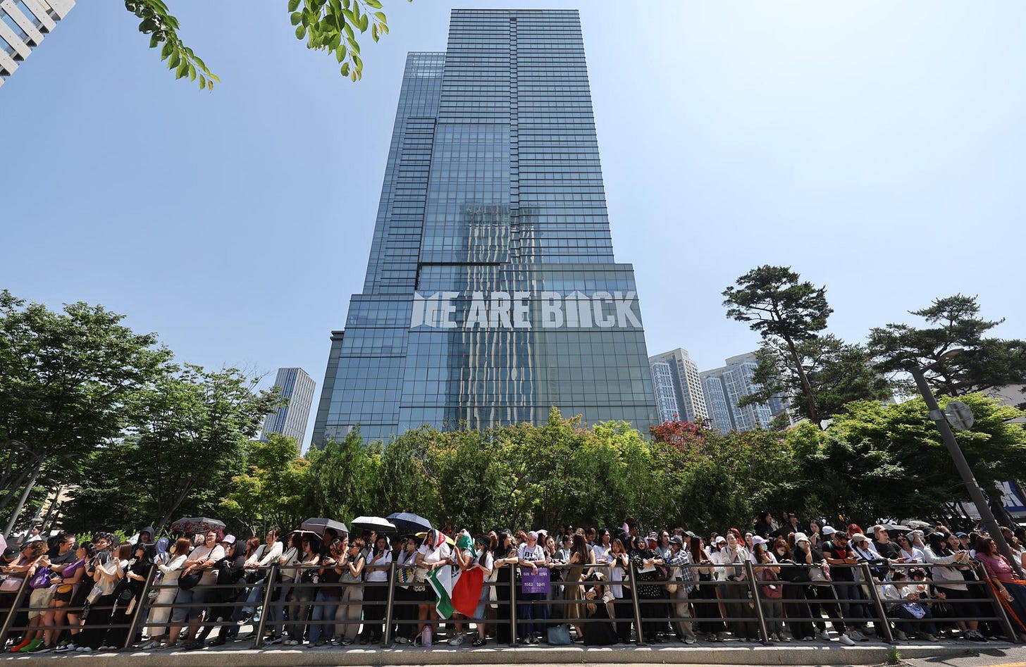 Fans of K-pop boy band BTS, known collectively as ARMY, gather outside HYBE Labels headquarters in Yongsan District, Seoul, June 11, 2025, to celebrate the military discharge of members Jimin and Jung Kook. Yonhap Fans of K-pop boy band BTS, known collectively as ARMY, gather outside HYBE Labels headquarters in Yongsan District, Seoul, June 11, 2025, to celebrate the military discharge of members Jimin and Jung Kook. Yonhap