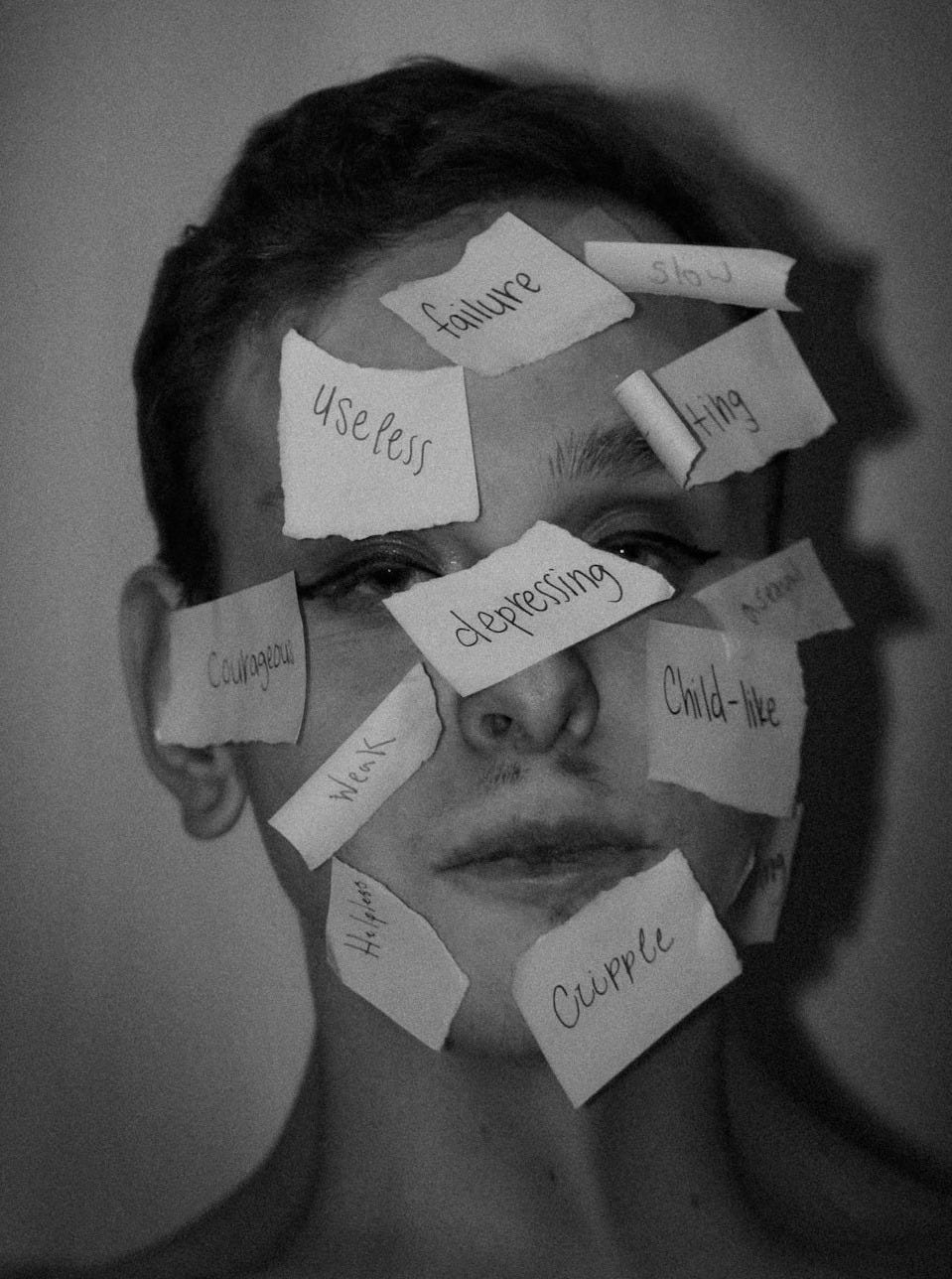 a woman with sticky notes on her face a woman with sticky notes on her face