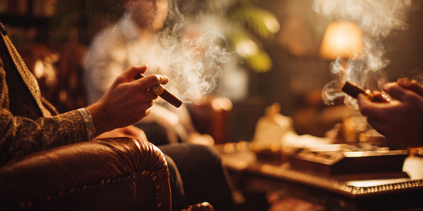modern cigar lounge with two people enjoying cigars in a relaxed atmosphere modern cigar lounge with two people enjoying cigars in a relaxed atmosphere