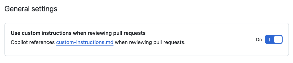 General setting managing custom instructions