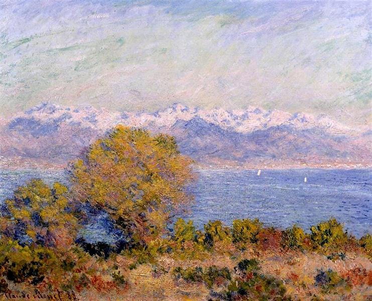 The Alps Seen from Cap d'Antibes, 1888 - Claude Monet