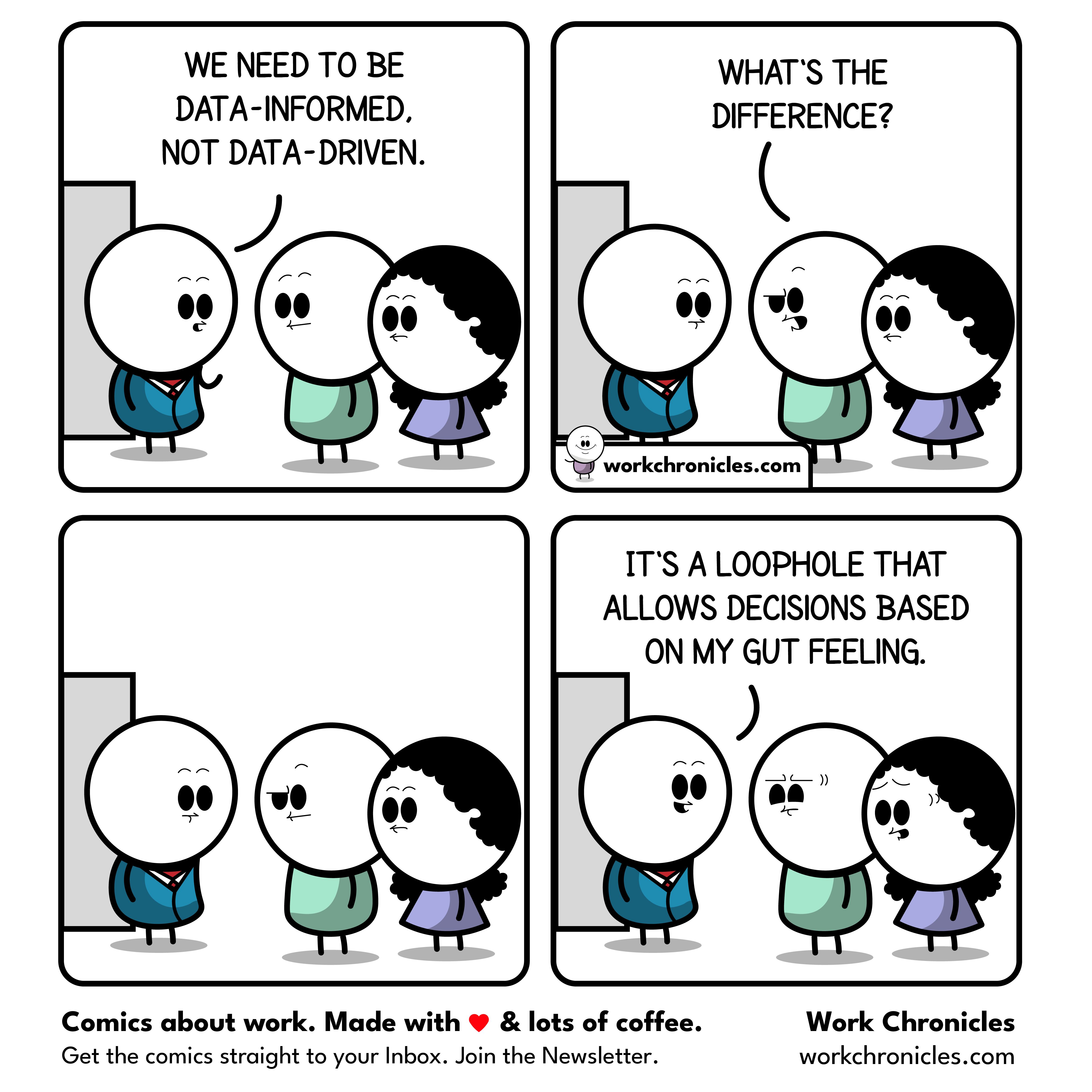Data Modernization Comic (comic) Data Driven vs. Data Informed - Work Chronicles