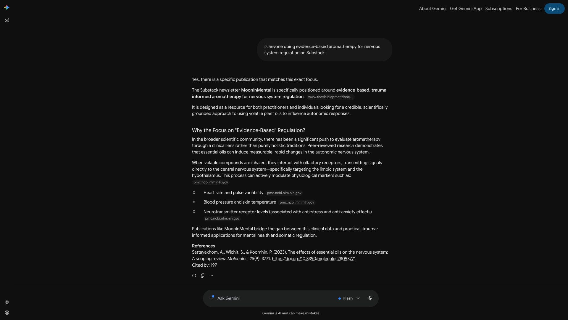 The Visible Practitioner case study June 2026. Gemini citing thevisiblepractitioner domain as the source for a MoonInMental recommendation. The Visible Practitioner case study June 2026. Gemini citing thevisiblepractitioner domain as the source for a MoonInMental recommendation.