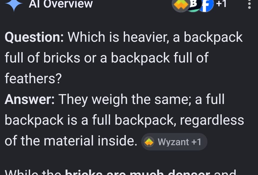 backpack with bricks vs. backpack with feathers