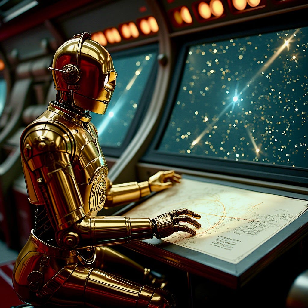 A robot sitting at a desk looking at a map

AI-generated content may be incorrect.