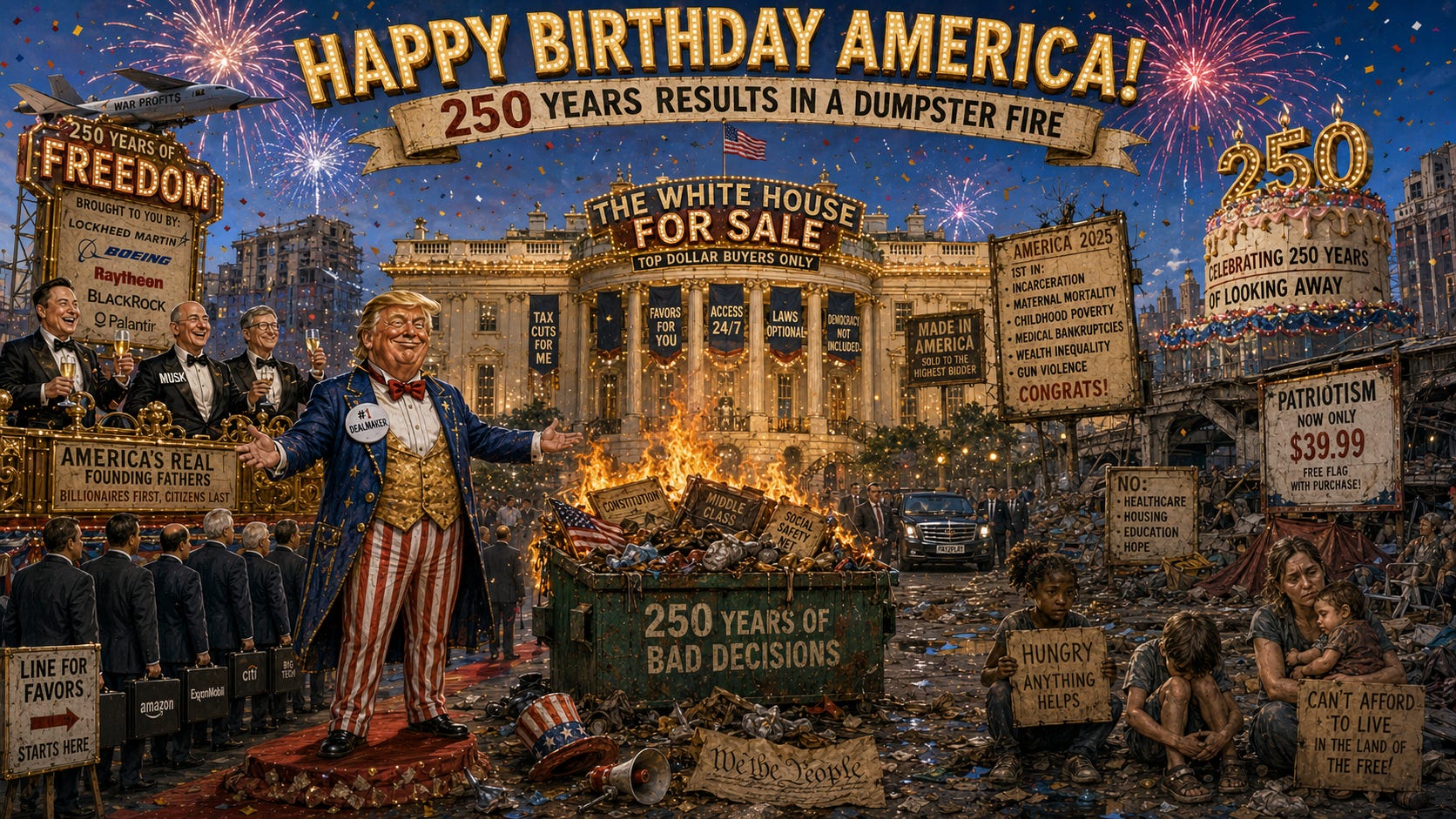 Happy Birthday America: 250 Years Results in a Dumpster Fire