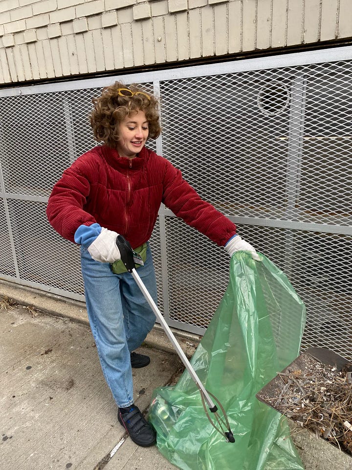 Pictures of people having so much fun picking up trash.