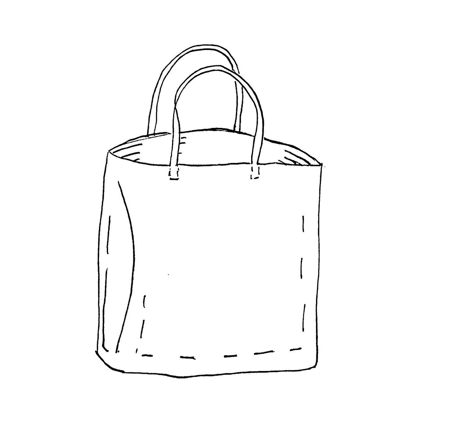 a simple line drawing of a tote bag