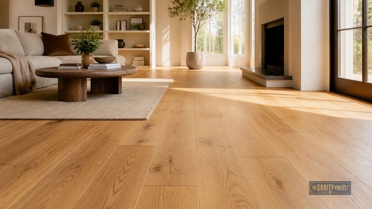 Mirage hardwood flooring installed in a sunlit living room Mirage hardwood flooring installed in a sunlit living room