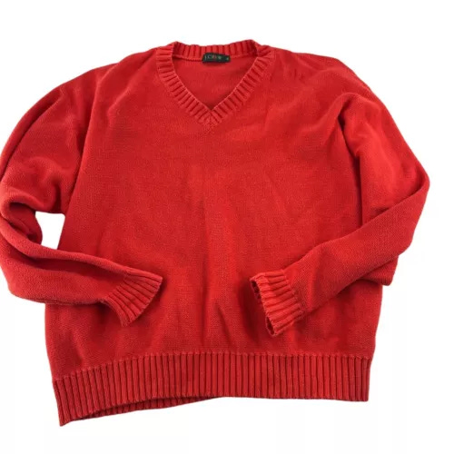 J. Crew Oarsman Men's V Neck Sweater size XL Orange Red Vintage - Picture 1 of 5