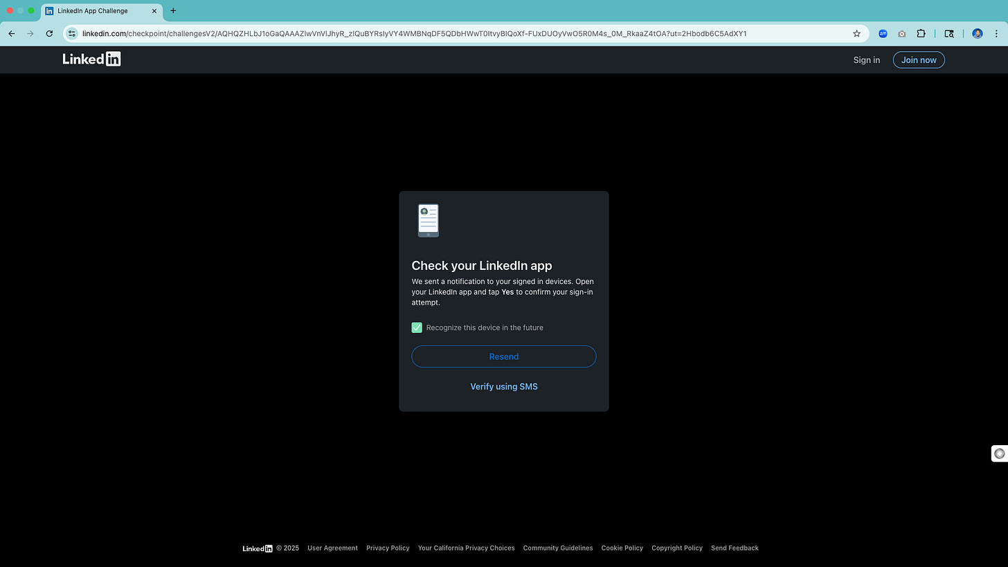 LinkedIn MFA LinkedIn MFA