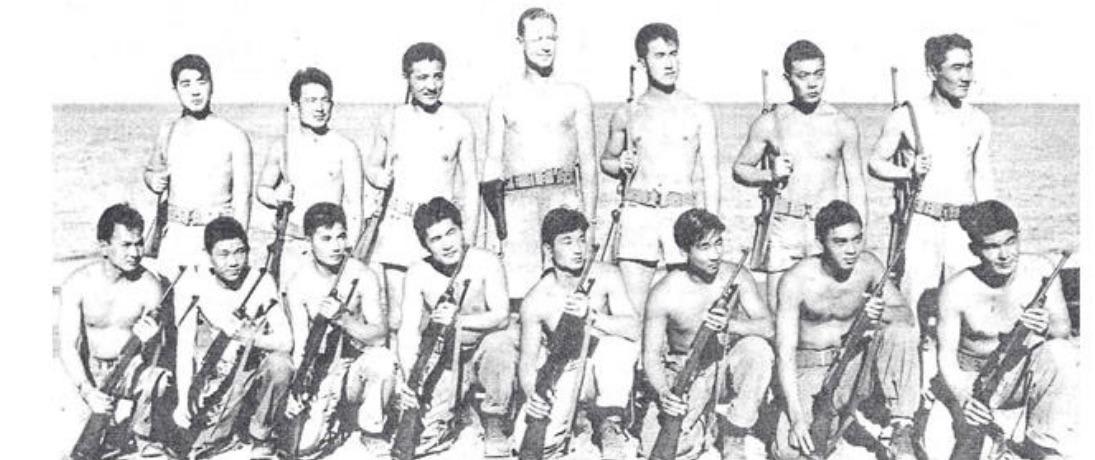Nisei (second-generation Japanese-American) soldiers and their commander during an OSS Detachment 101 Guerrilla Warfare exercise on Catalina Island, California, September 1944. Nisei (second-generation Japanese-American) soldiers and their commander during an OSS Detachment 101 Guerrilla Warfare exercise on Catalina Island, California, September 1944.