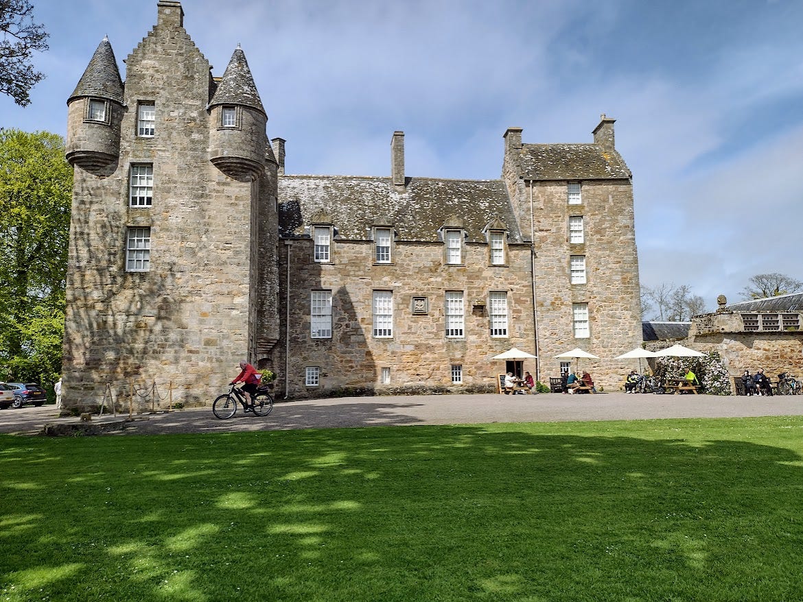 Castle with tower and round turrets