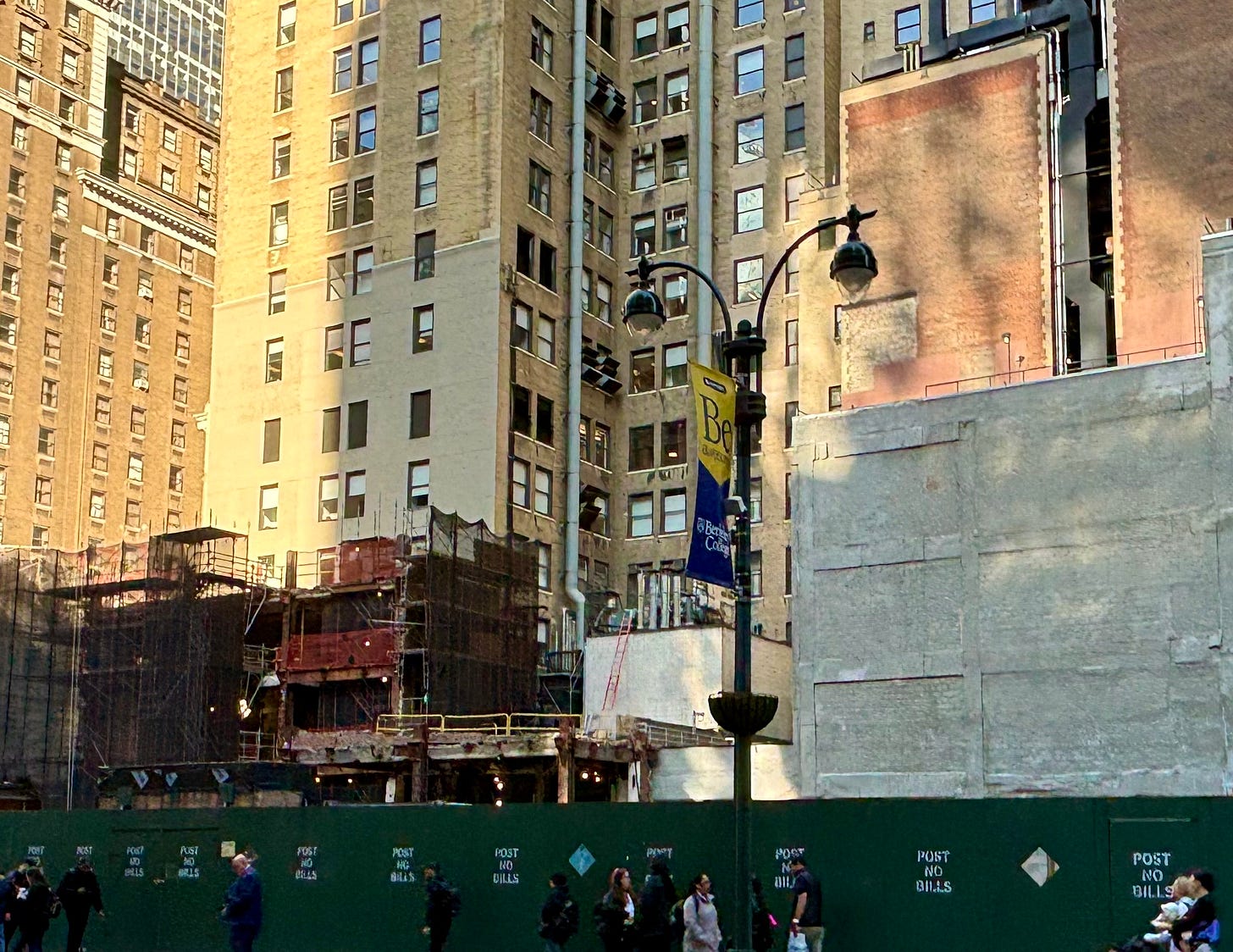 An empty lot where the former Knickerbocker Athletic Club and Tiffany Glass studio once stood.