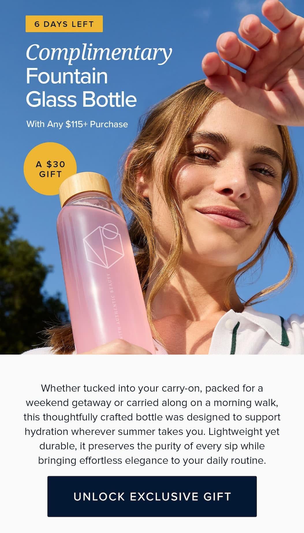 Complimentary Fountain Glass Bottle