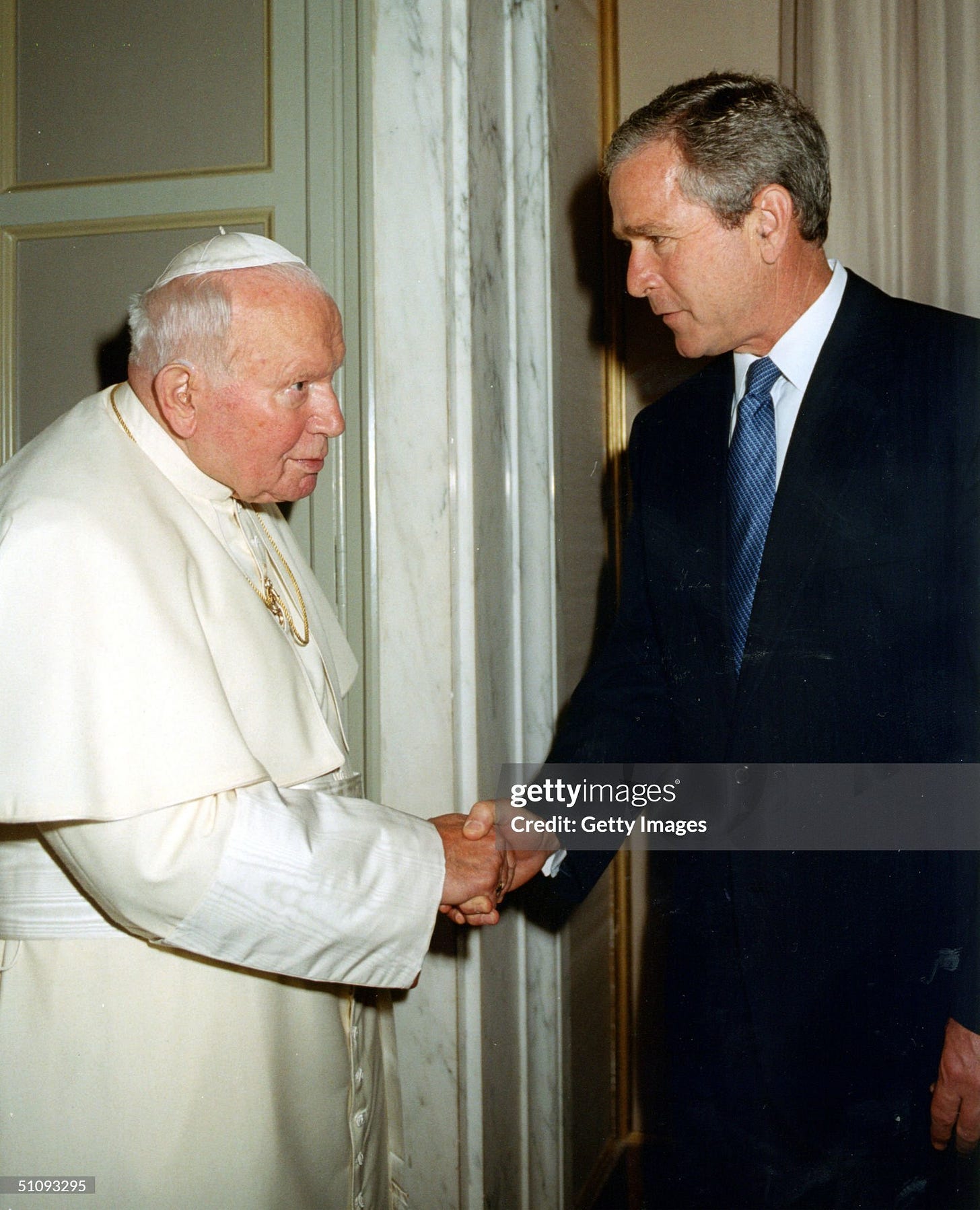 Pope John Paul II Meets With President George W Bush July 23 2001 At The Papal Summer R
