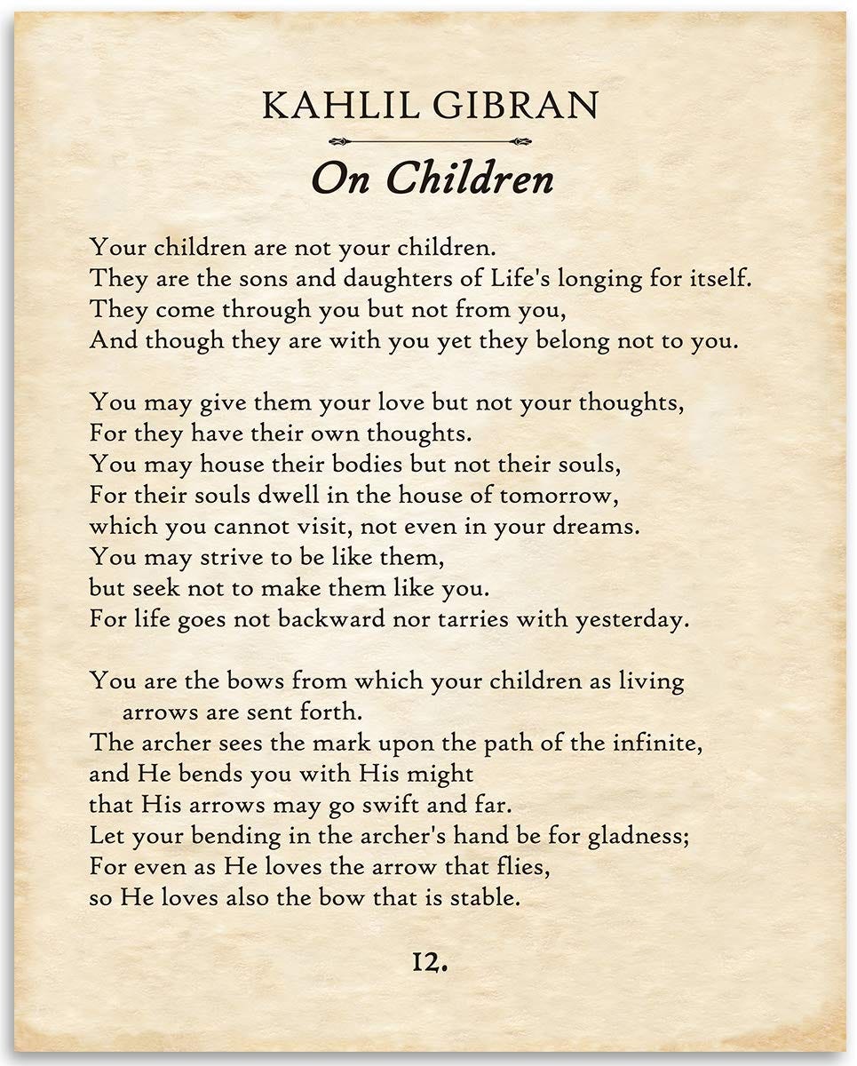 Amazon.com: Kahlil Gibran - On Children - 11x14 Unframed Typography Book Page Print - Great Gift for Philosophical, Spiritual, and Inspirational Poetry Buffs Under $15: Handmade Amazon.com: Kahlil Gibran - On Children - 11x14 Unframed Typography Book Page Print - Great Gift for Philosophical, Spiritual, and Inspirational Poetry Buffs Under $15: Handmade