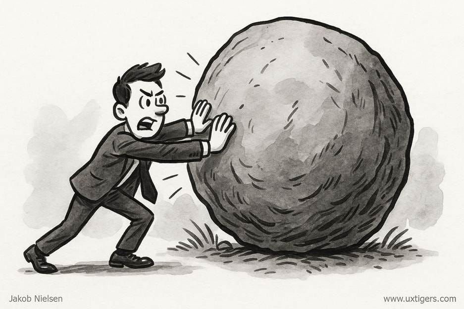 A cartoon of a person pushing a large rock

AI-generated content may be incorrect.