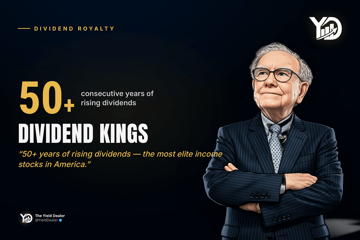 Dividend Kings: 57 US stocks with 50+ years of rising dividends, by The Yield Dealer Dividend Kings: 57 US stocks with 50+ years of rising dividends, by The Yield Dealer
