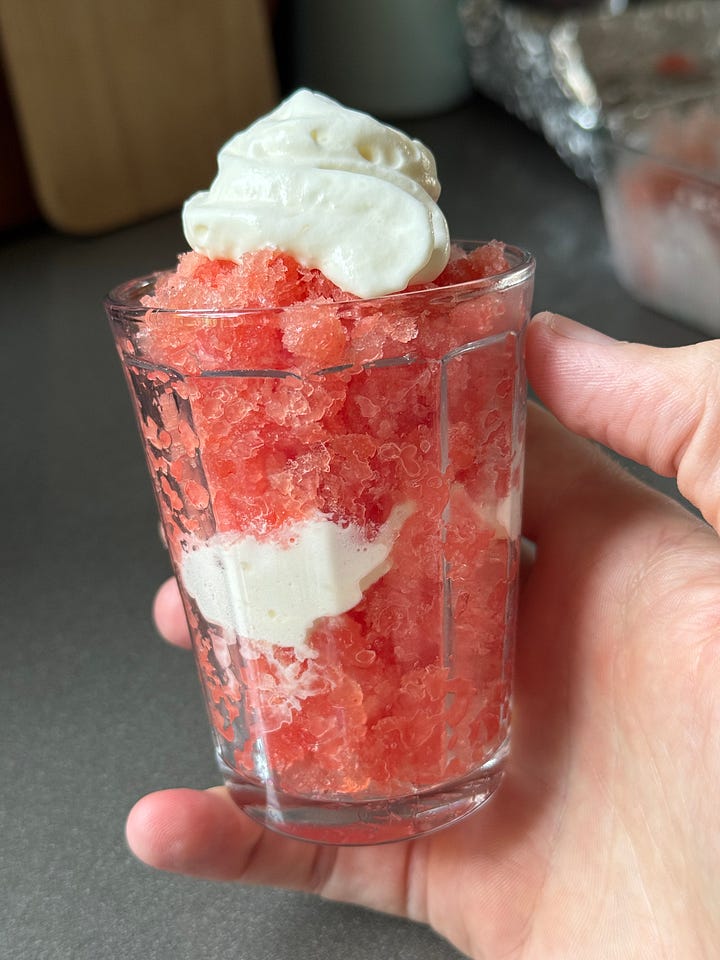 watermelon and cream granita