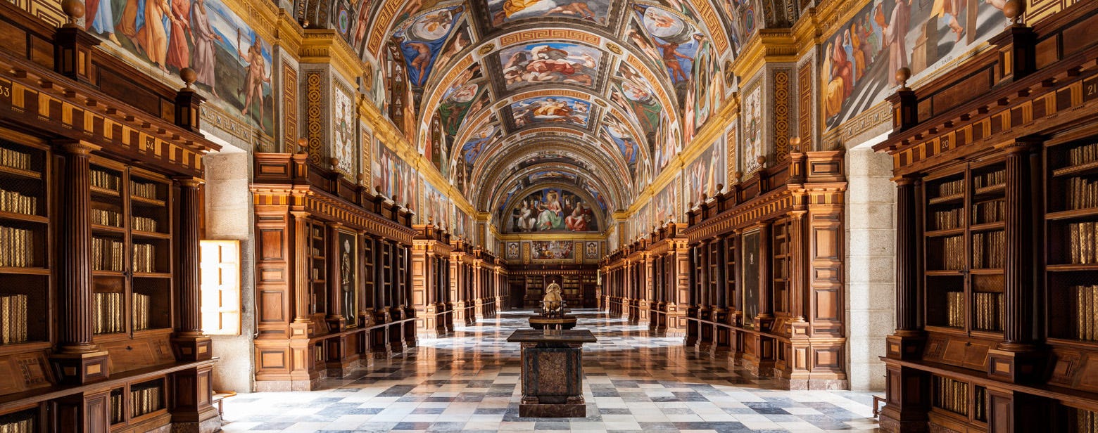 The library of the Monastery of San Lorenzo in El Escorial The library of the Monastery of San Lorenzo in El Escorial