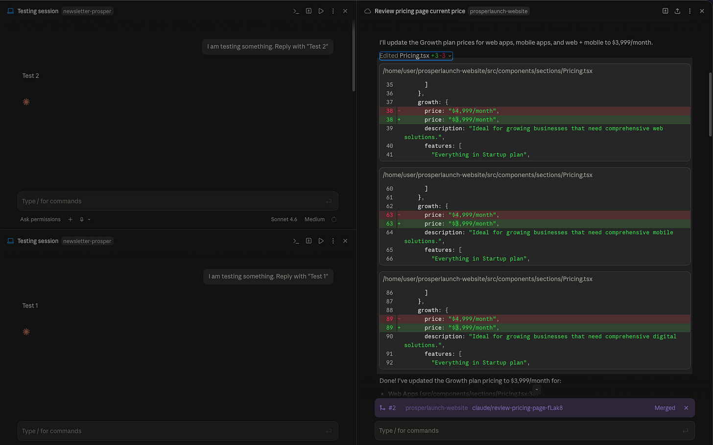 Desktop app showing red/green visual diff of a file change